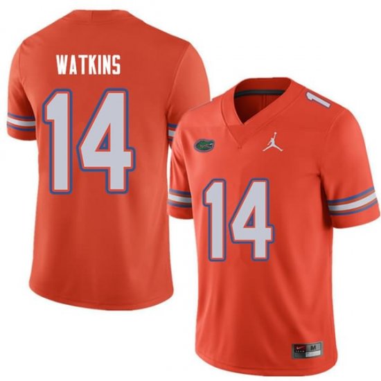 Men's Florida Gators #14 Justin Watkins NCAA Jordan Brand Orange Authentic Stitched College Football Jersey GOP2762XA